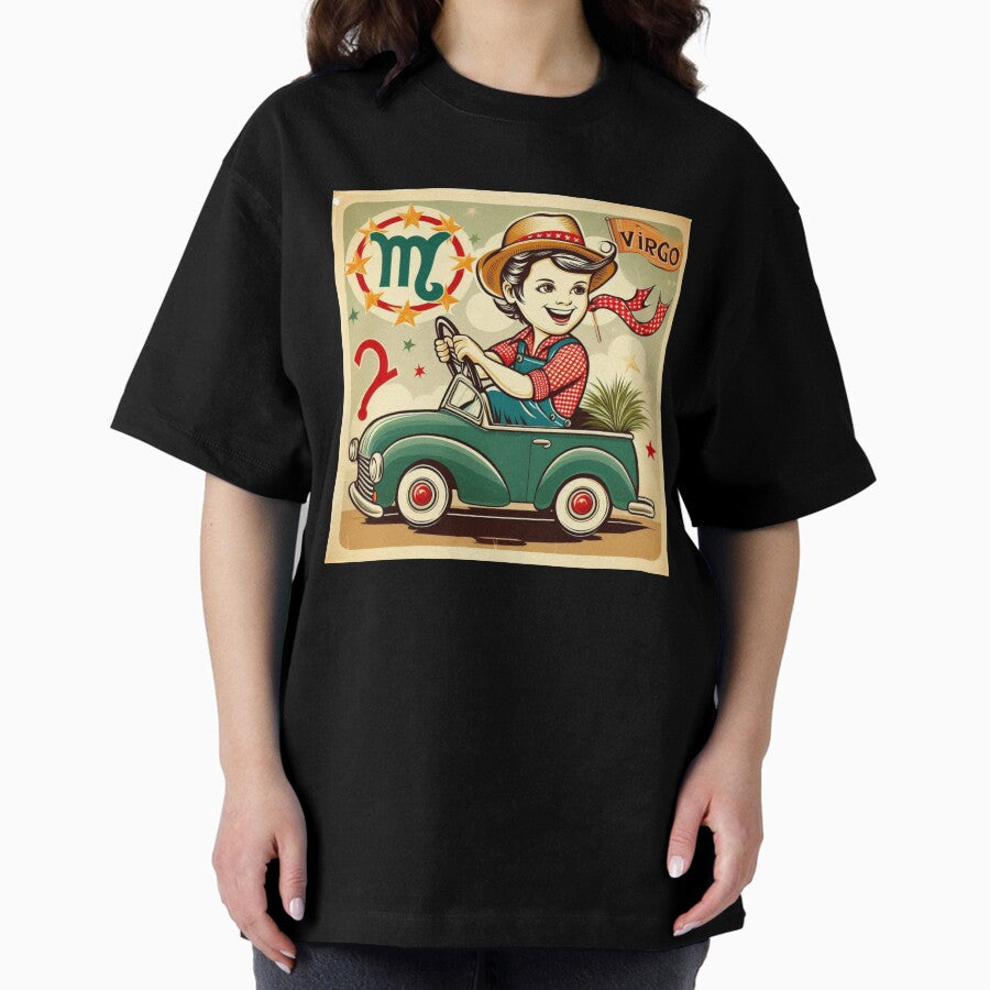 Virgo Vintage – Retro Zodiac Art Oversized T-Shirt