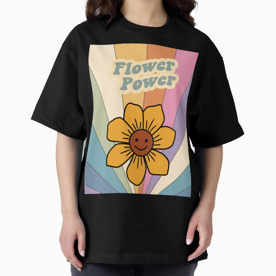 Retro 60s 70s vintage flower power art Oversized T-Shirt