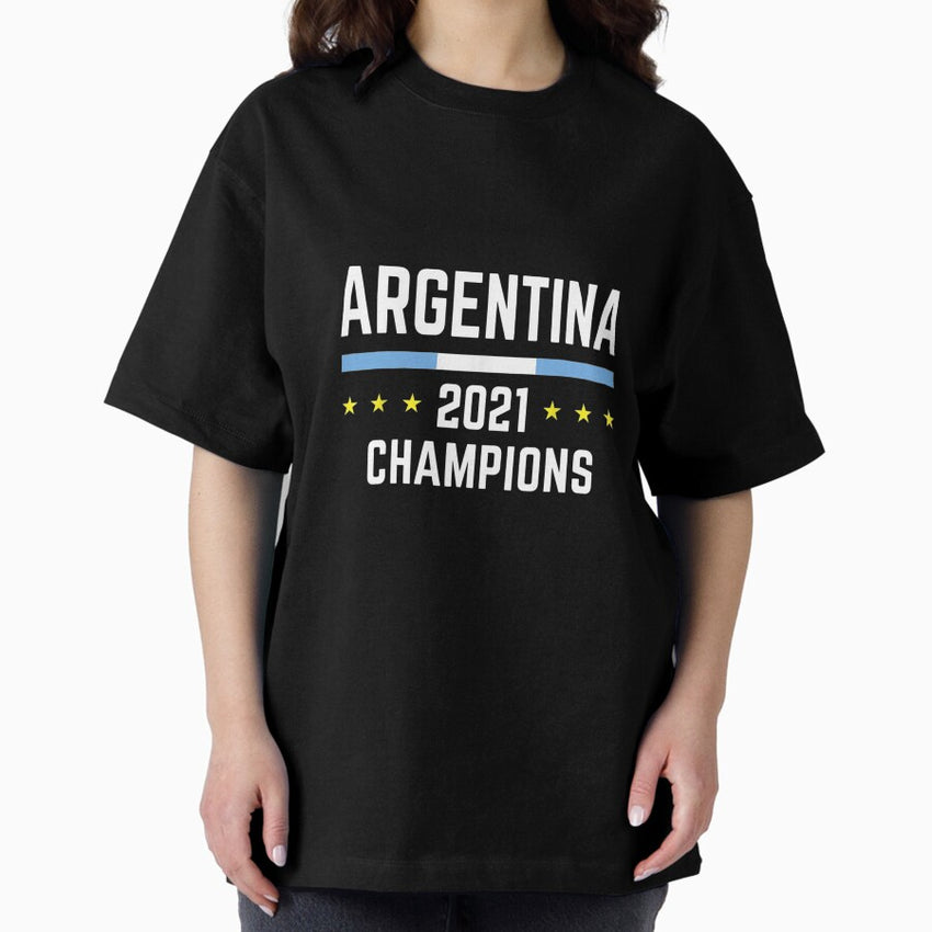 Argentina Soccer Jersey 2021 Argentina Champions Football Oversized T-Shirt