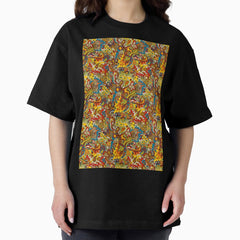 70S Psychedelic Plaid Flow Oversized T Shirt