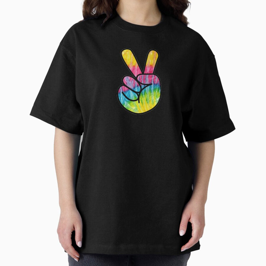 Tie-dyed Peace Sign Oversized T-Shirt