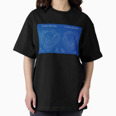 Globe Life Park vs Globe Life Field (Blueprint) Oversized T-Shirt