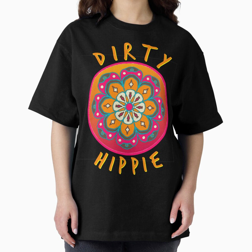 Boho Style Dirty Hippie Mandala Oversized T-Shirt