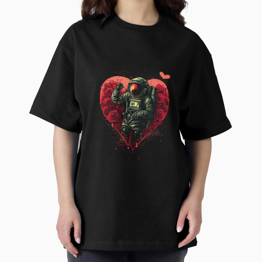 Astronaut In Love Valentines Day Oversized T Shirt