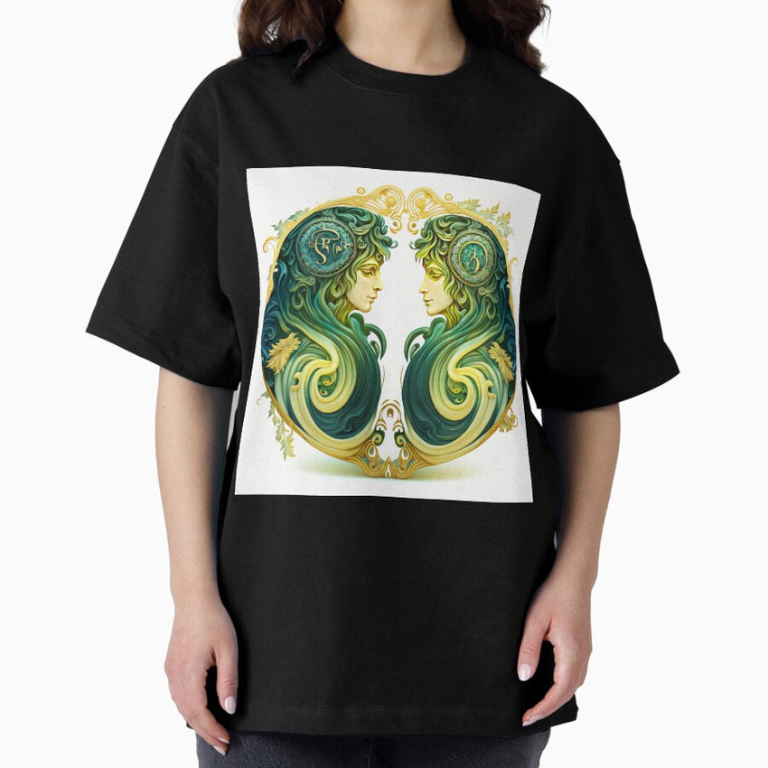 Elegant Gemini Zodiac Oversized T-Shirt