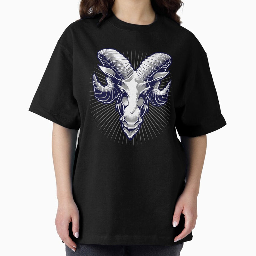 Aries Ram Vector Design Oversized T Shirt
