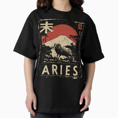 Aries The Ram With Mount Fuji Rage Oversized T Shirt