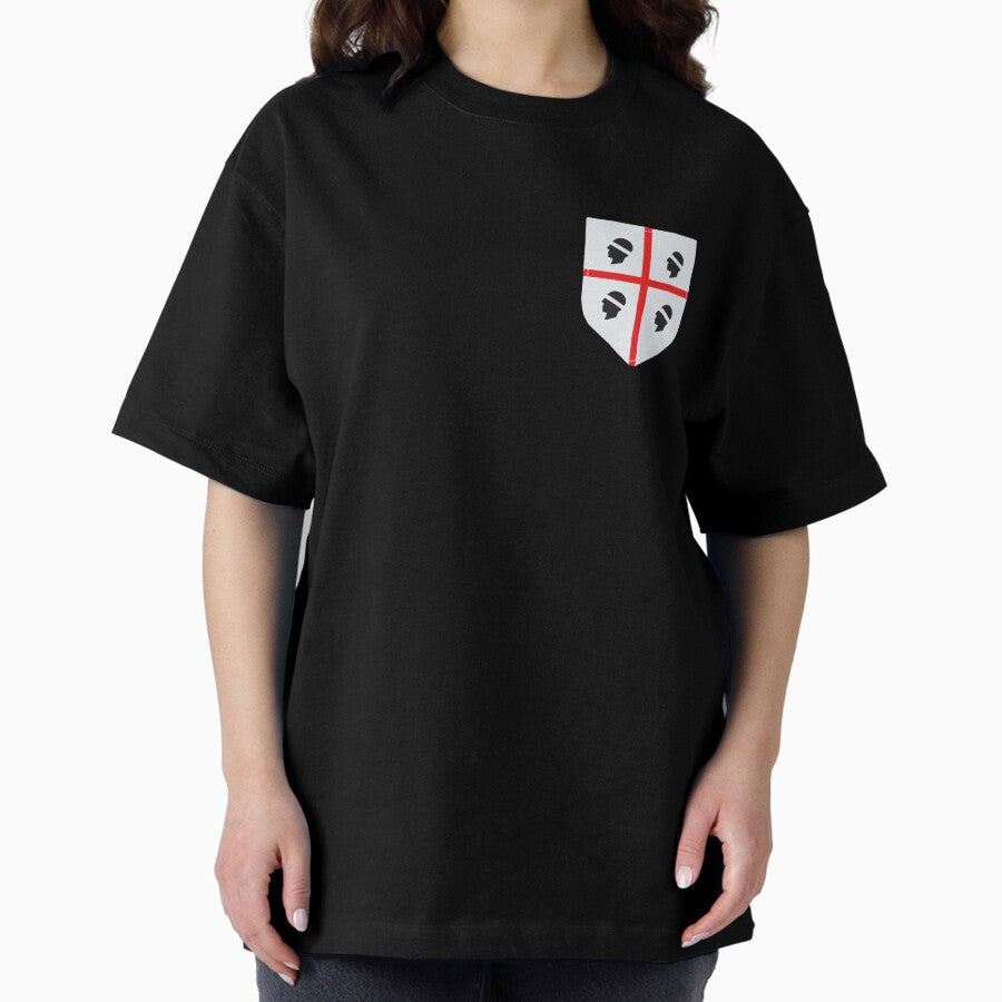 4 Mori Cagliari Football Calcio 70s, Cagliari's Triumph: 1970 Serie A Championship Emblem with the Four Moors Oversized T-Shirt