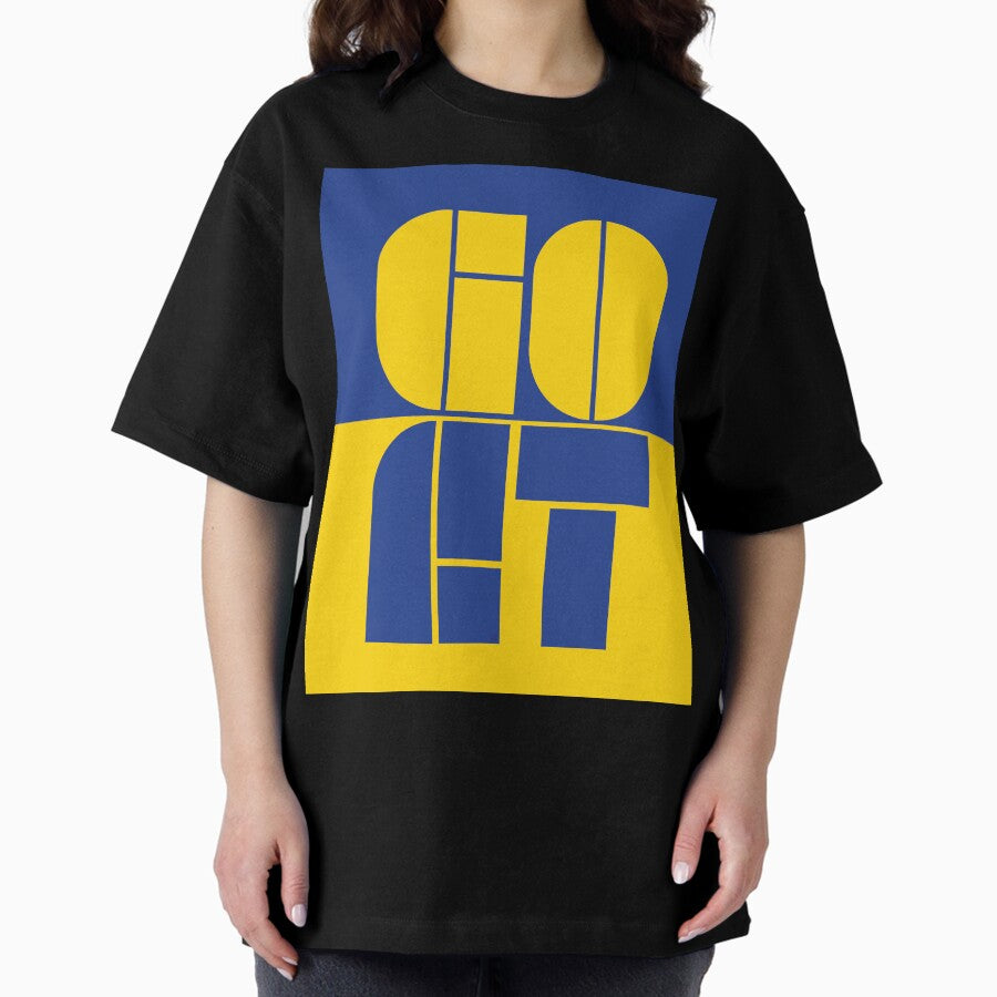 LA Blue & Gold G.O.A.T. Greatest of All Time | Football Championships BIG BLOCK design Oversized T-Shirt