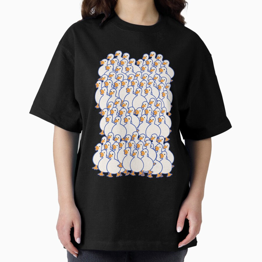 Cute Kawaii Chonky Chibi Funny Duck Goose Lover 2 Oversized T Shirt