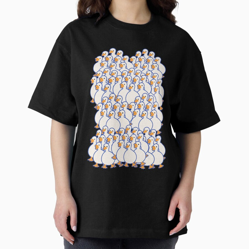 Cute Kawaii Chonky Chibi Funny Duck Goose Lover 2 Oversized T Shirt