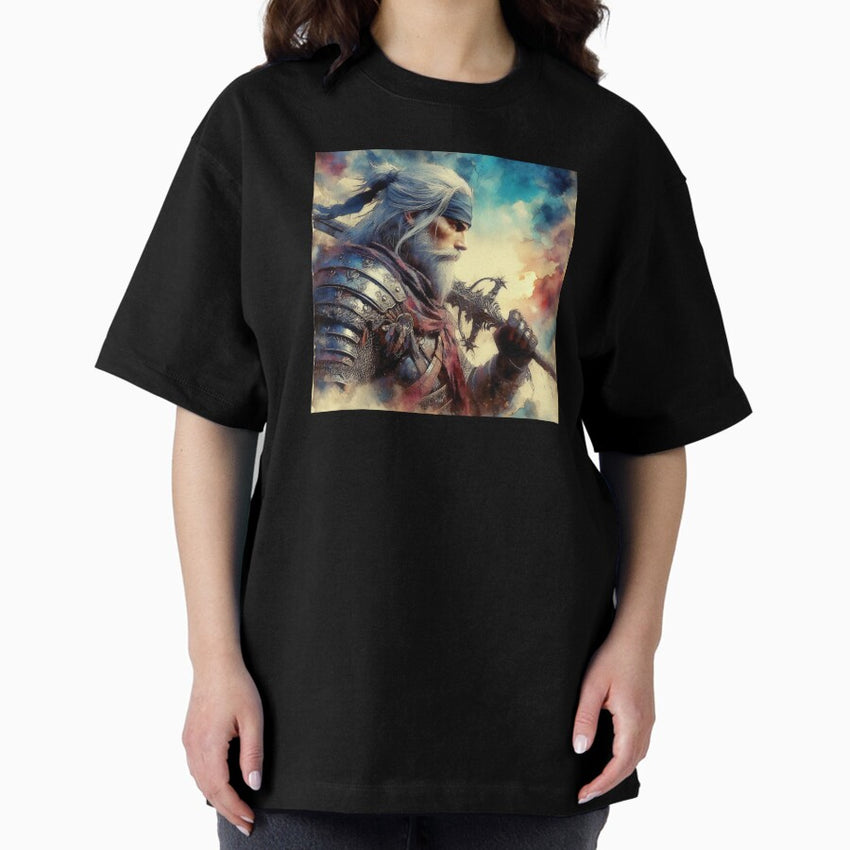 A White Haired Warrior From A Fantasy Story Oversized T Shirt