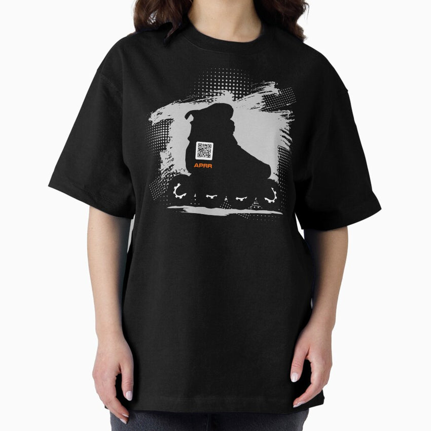 Aprr Atlanta Skate Club Inline Skate Grunge With Qr Code Oversized T Shirt