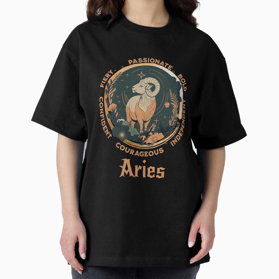 Astrological Zodiac Sign of Aries Oversized T-Shirt