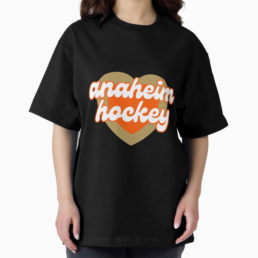 Anaheim Ducks Inspired Hockey Heart Oversized T-Shirt