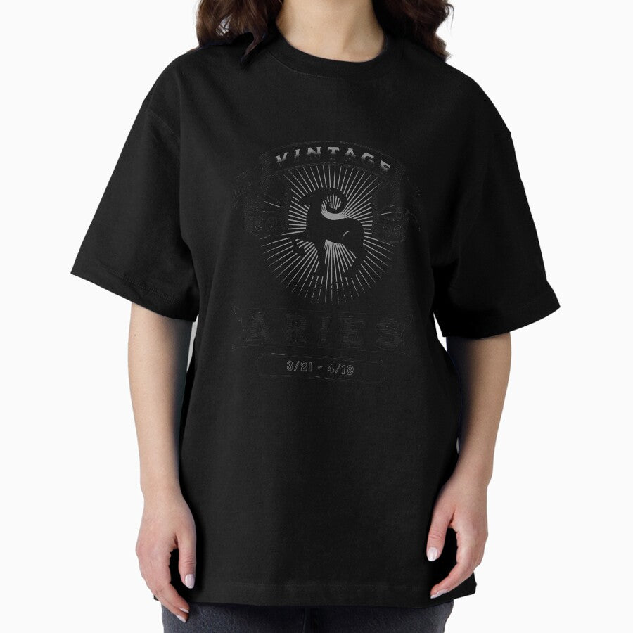 The Zodiac Sign of Aries Black and White 2006 Oversized T-Shirt
