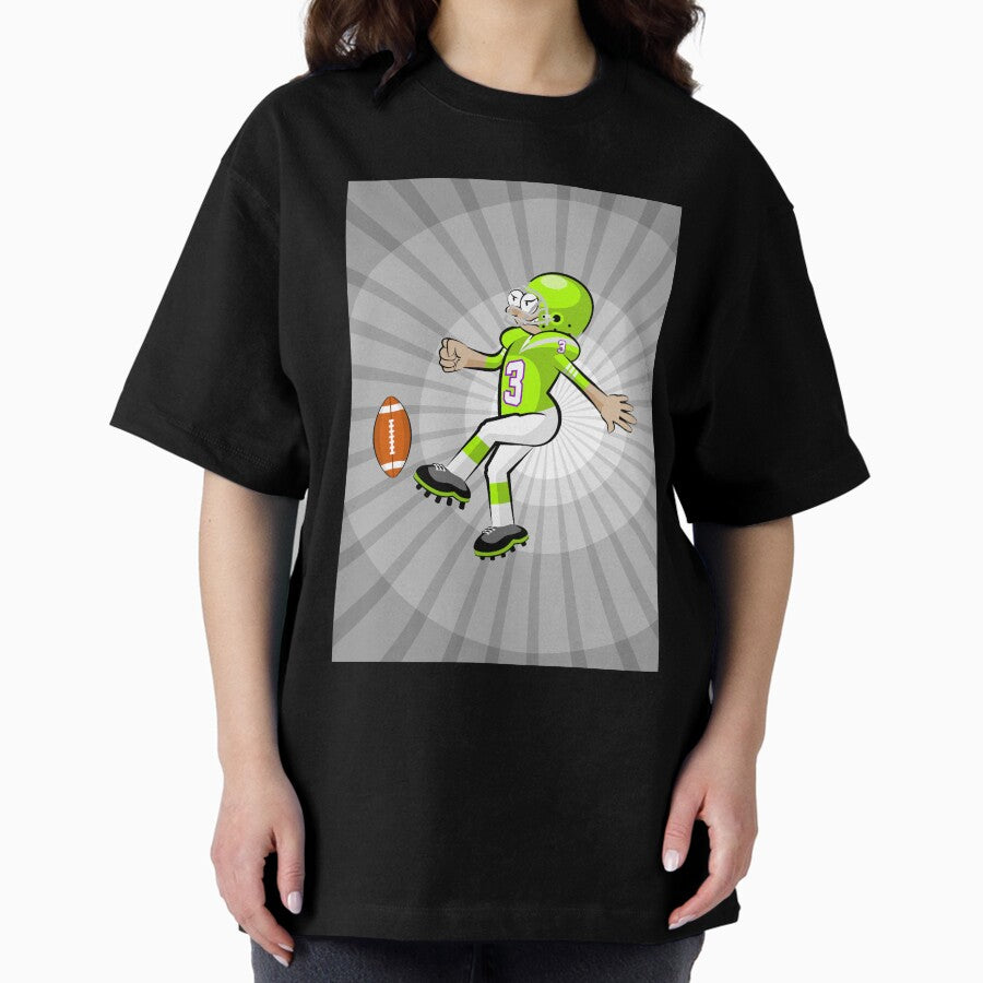 American football player kicking the ball Oversized T-Shirt