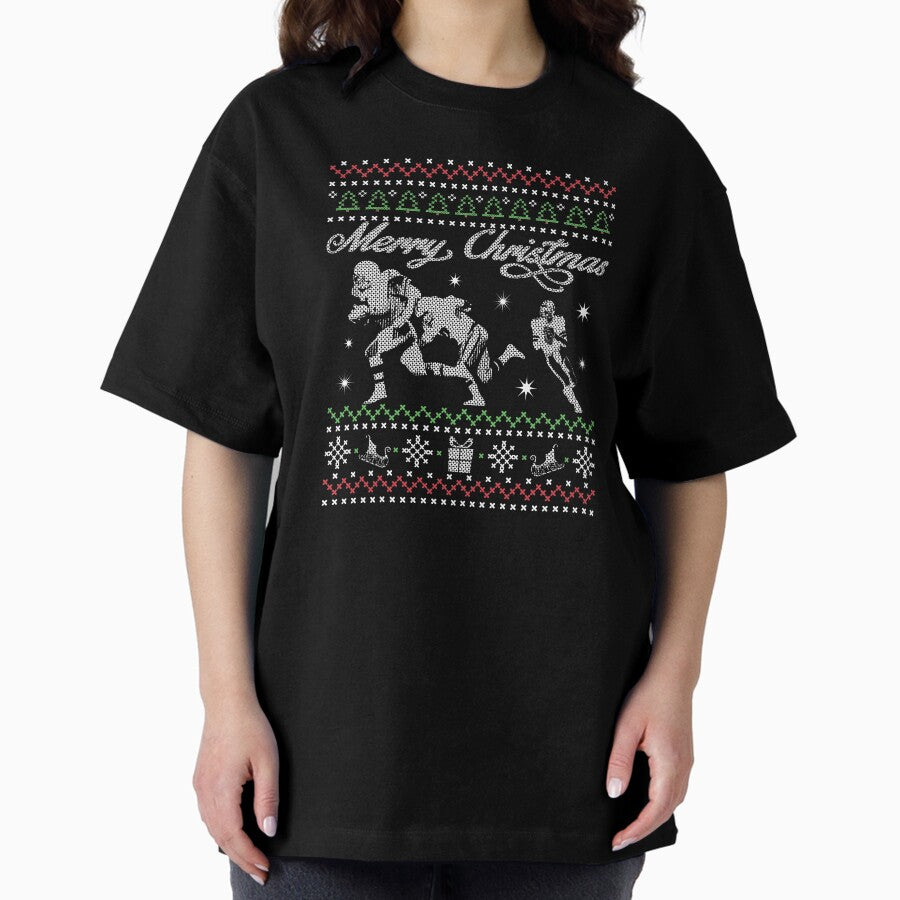 American Football Christmas Graphic Xmas Gift Oversized T Shirt