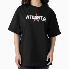 Atlanta America Including Red Star Background Oversized T Shirt