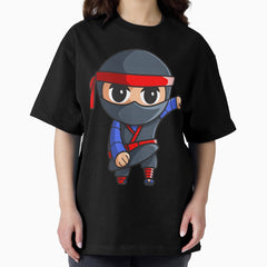 Chibi Ninja Superhero Landing Oversized T-Shirt