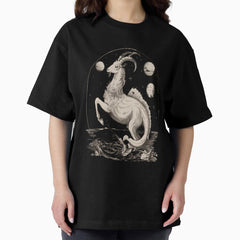 Astrology Zodiac Designs: Capricorn, A Sea Goat With One Leg Raised Oversized T-Shirt