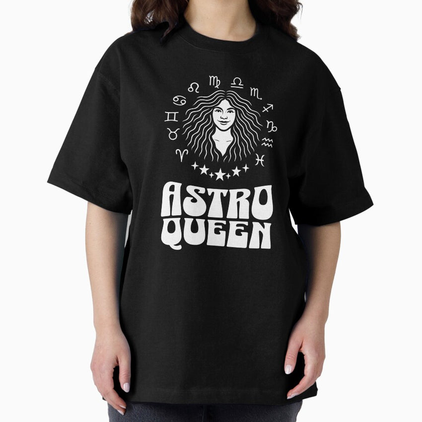 Astro Queen - Horoscope Zodiac Astrology Retro Art Oversized T-Shirt