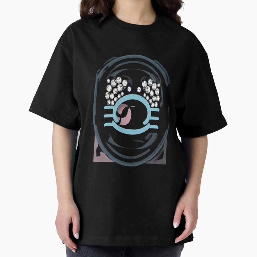 Astrology Zodiac Designs: Cancer, Crab With Rhinestones Oversized T-Shirt