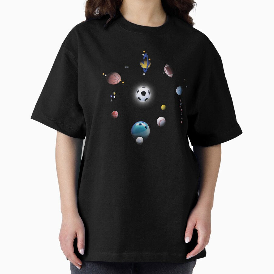 All Sports balls orbiting Soccer Spiral! Oversized T-Shirt