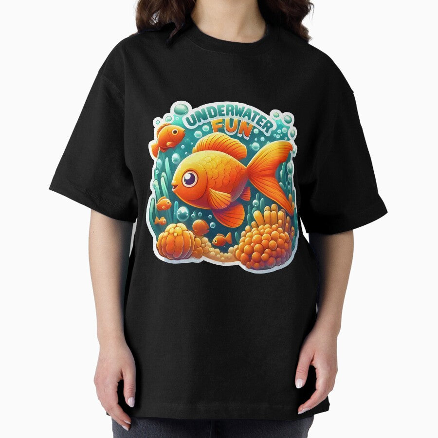 A Cute Gold Fish Sticker Hydro Sticker Oversized T Shirt