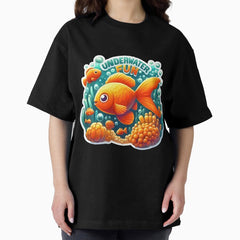 A Cute Gold Fish Sticker Hydro Sticker Oversized T Shirt