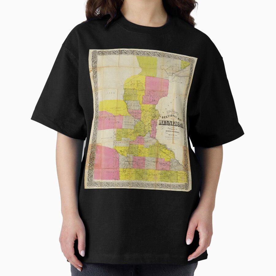 Chapmans New Sectional Map Of Minnesota 1856 Oversized T Shirt