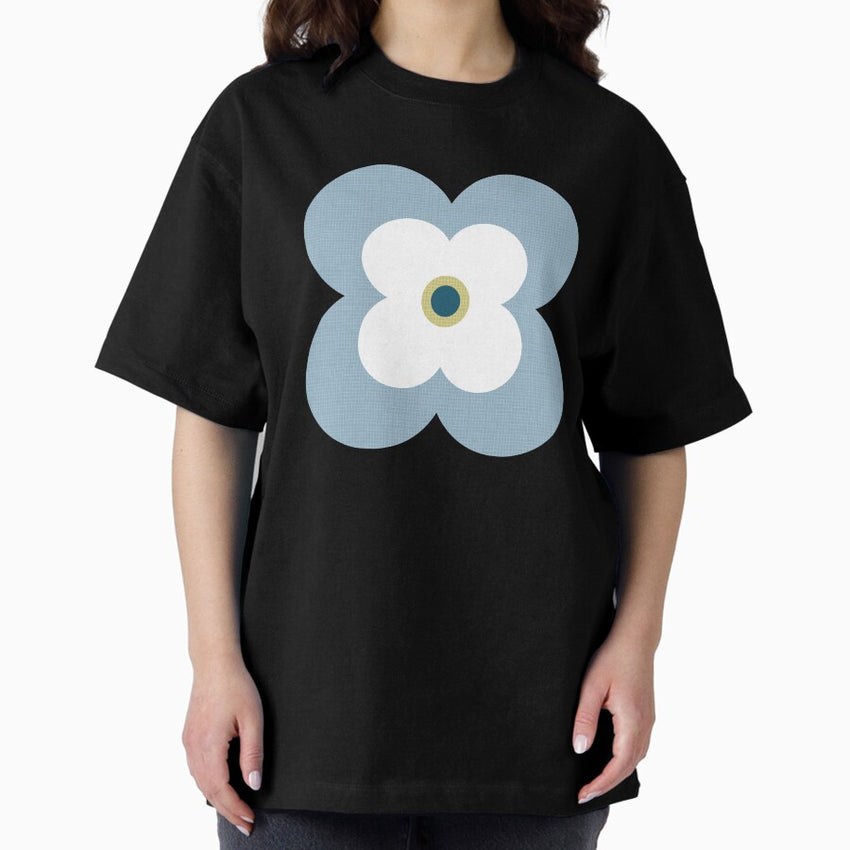 Mod Blossoms - Navy and French Blue Oversized T-Shirt