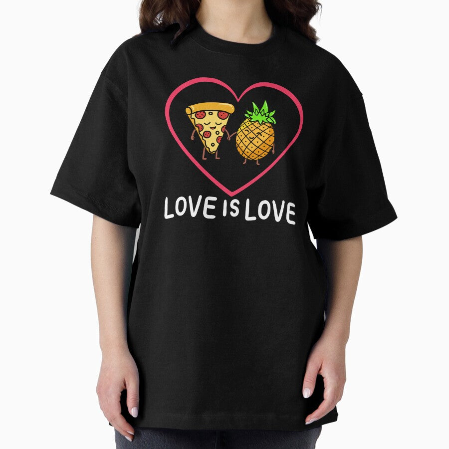 Love Is Love Cute Clothing Gift for His Her Funny Valentine Oversized T-Shirt