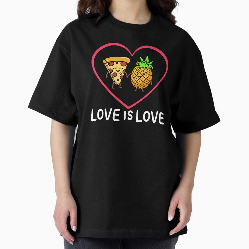 Love Is Love Cute Clothing Gift for His Her Funny Valentine Oversized T-Shirt