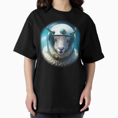 Atmospheric Graphic Of A Sheep In Space Oversized T Shirt