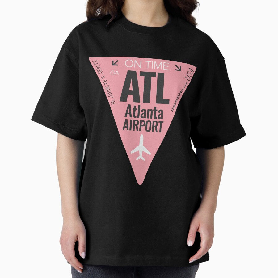Airport Code Atl Pink Oversized T Shirt