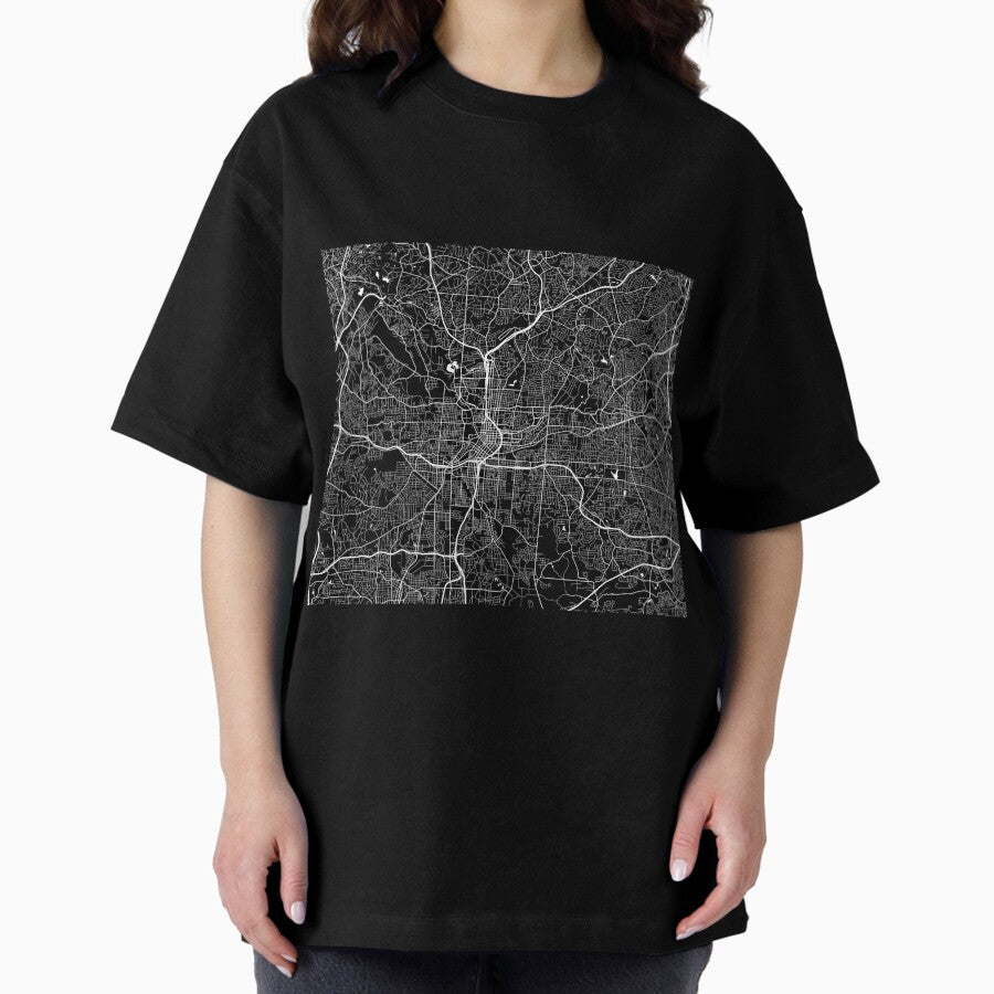 Atlanta Map - Black Oversized T-Shirt