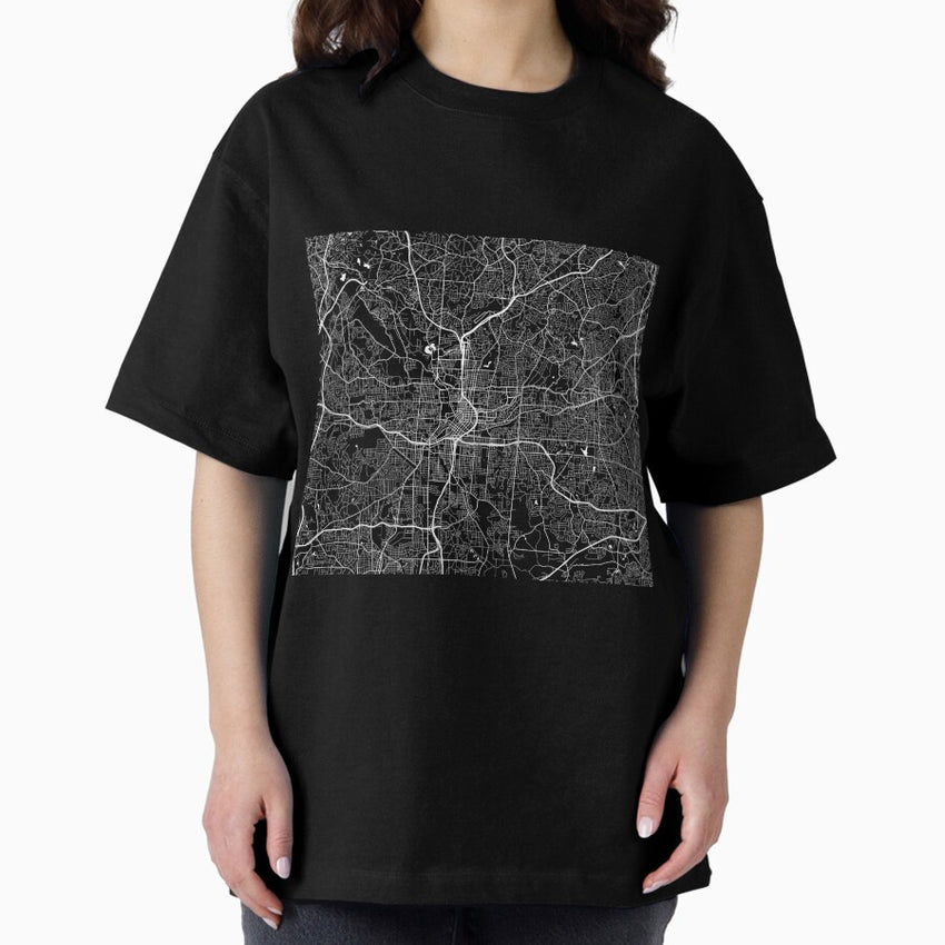 Atlanta Map - Black Oversized T-Shirt