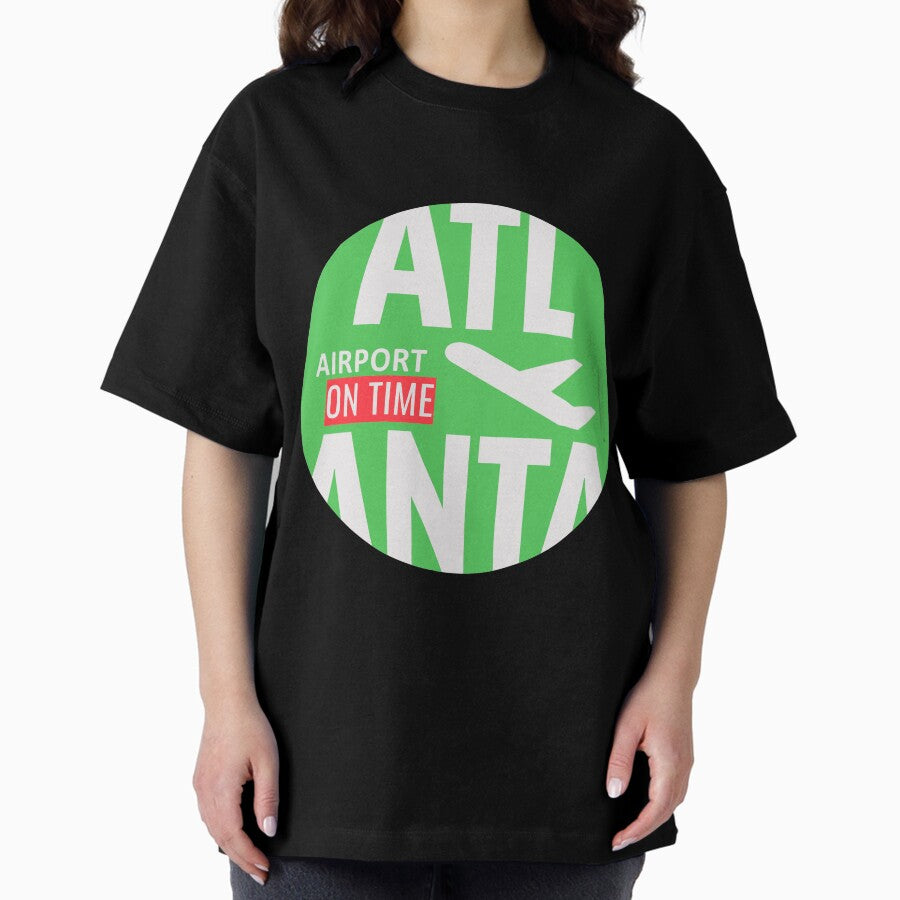 Airport Tag Sticker Atlanta Atl Green Oversized T Shirt