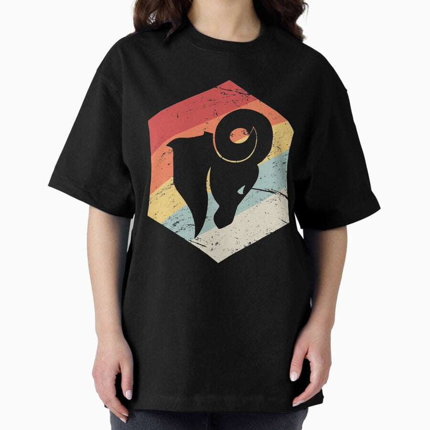 Aries Retro Astrology Zodiac Sign Oversized T Shirt