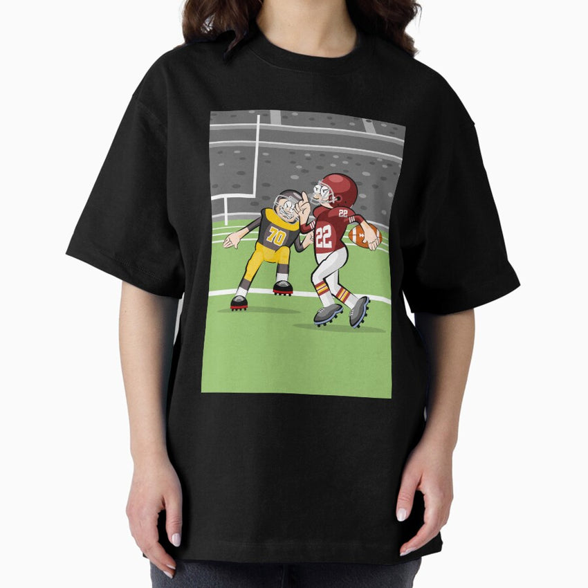 American football player advancing ten yards with ball Oversized T-Shirt