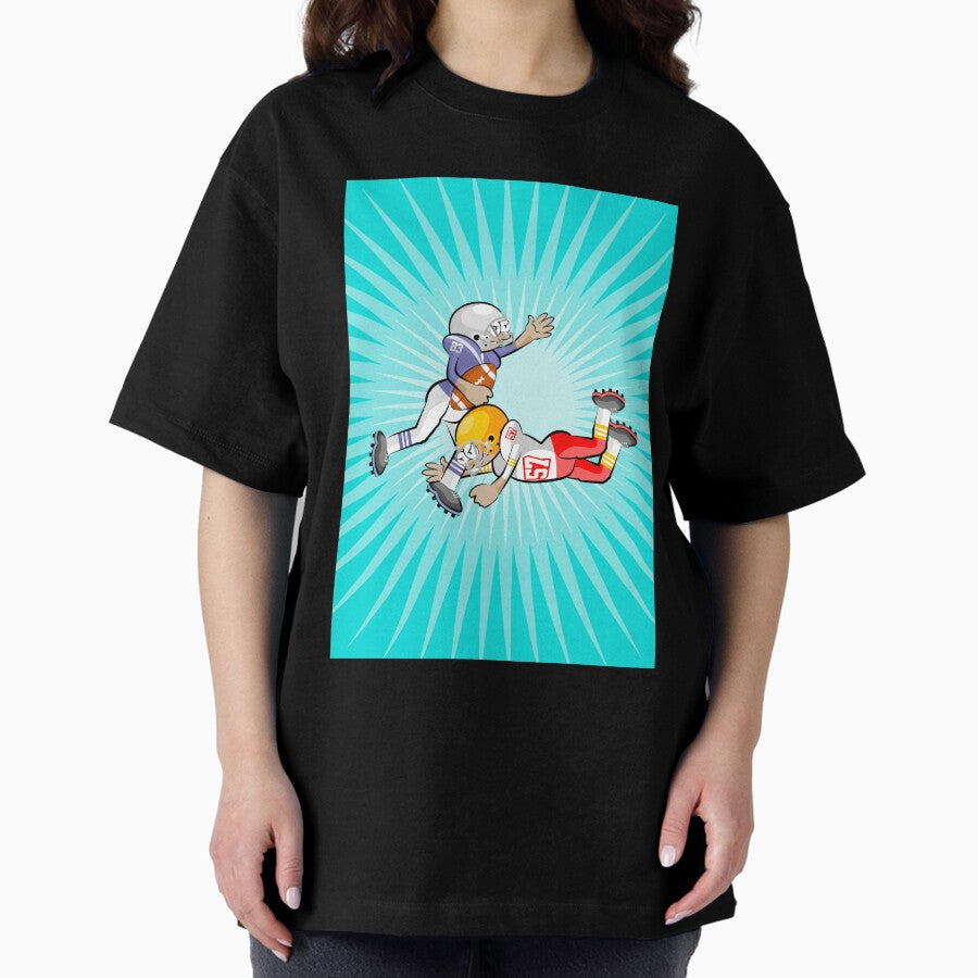 American football player stopping opponent Oversized T-Shirt