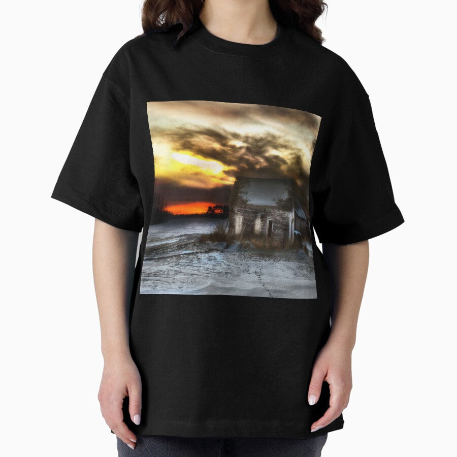 Abandoned Building At Sunset Minnesota Oversized T Shirt