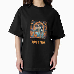 Halloween Zodiac Sign Aquarius Oversized T-Shirt