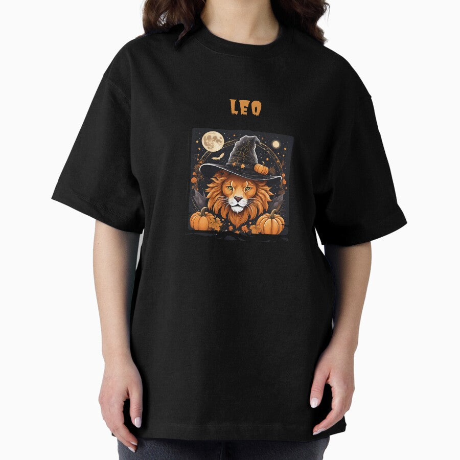 Halloween Zodiac Sign Leo Oversized T-Shirt