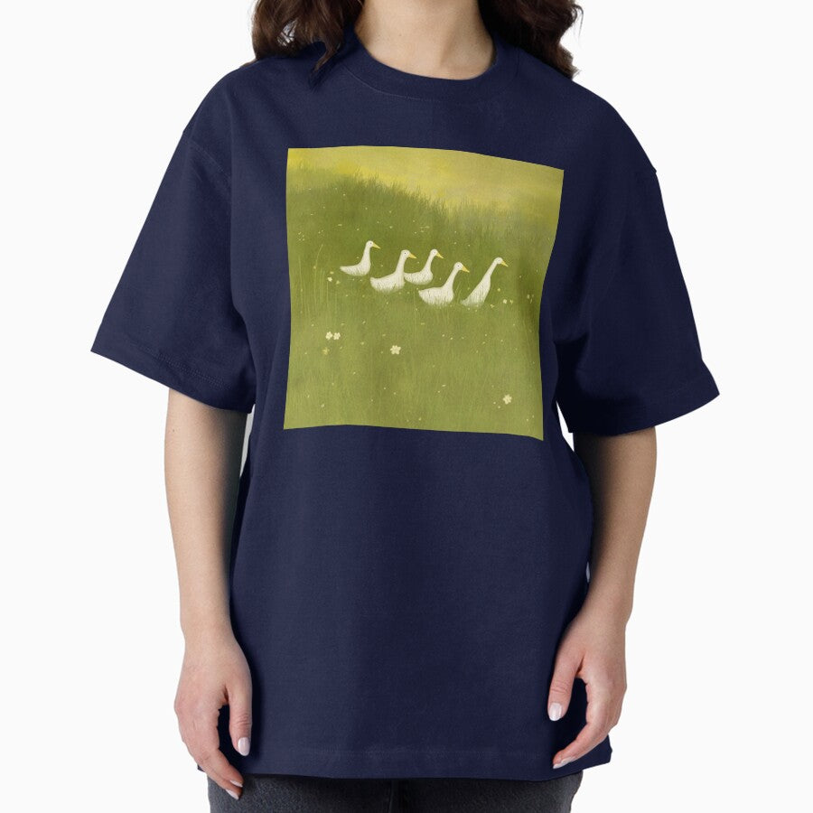 Geese In A Meadow Oversized T Shirt