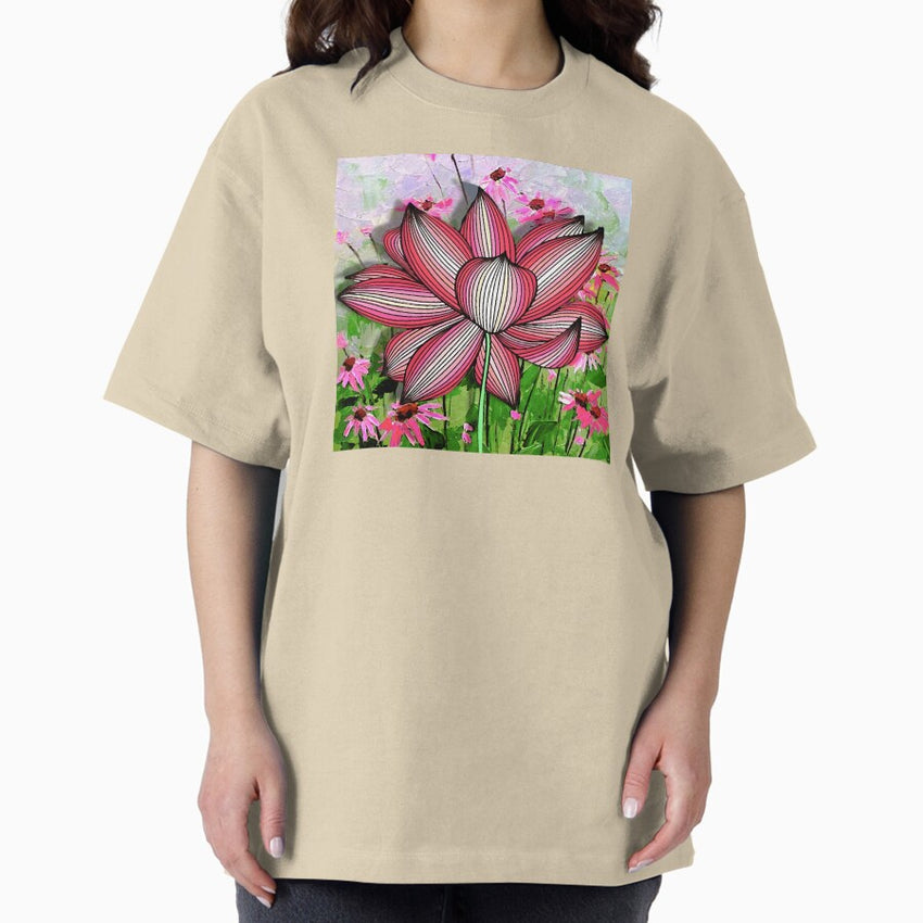Abstract Flower Graphic Oversized T-Shirt
