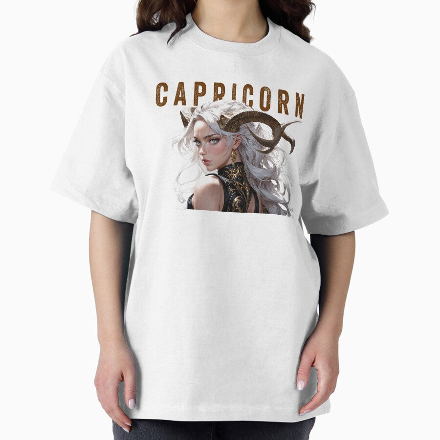 CAPRICORN // The Moonclad Monarch – Zodiac Femme Series Oversized T-Shirt