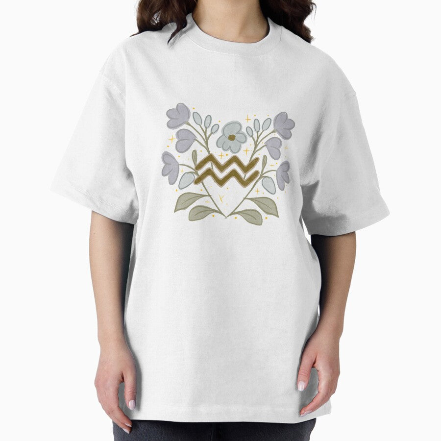 Floral Aquarius Oversized T-Shirt