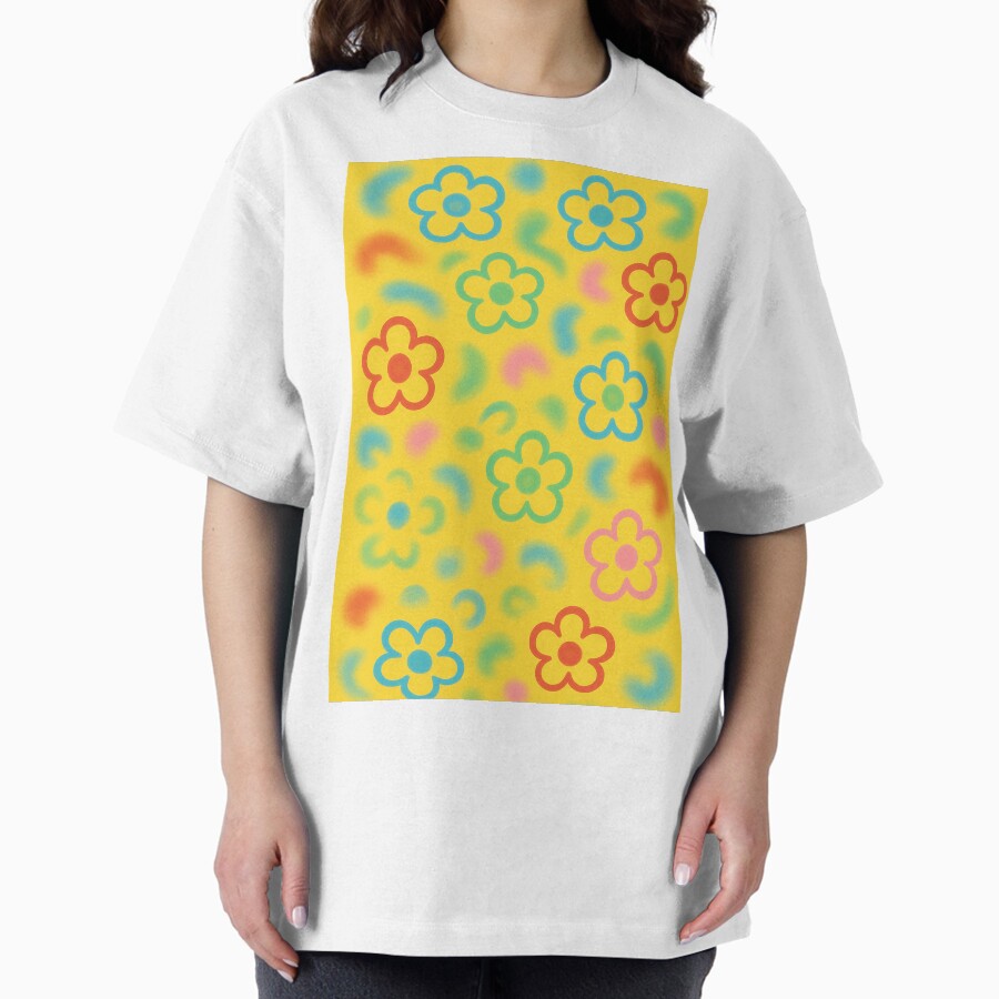 Groovy Retro Flower Power Pattern Oversized T-Shirt